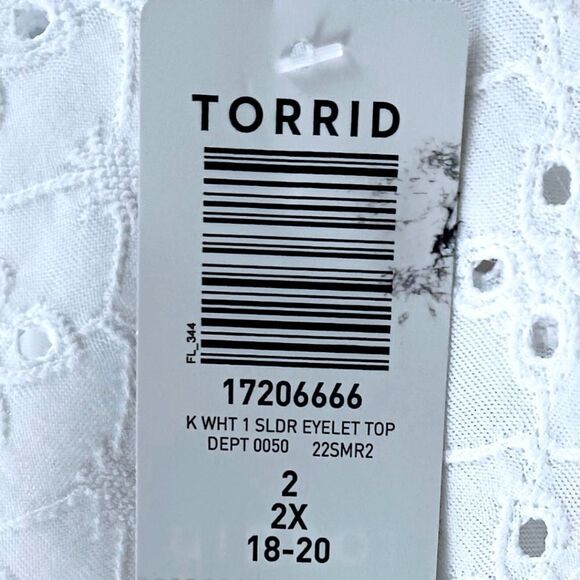 NEW Torrid Plus Size Jersy White One Shoulder Ruffle Eyelet Top. - Picture 10 of 16